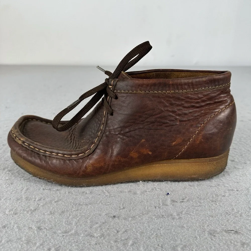 Clarks Originals Wallabee Boot Brown Leather Crepe Sole Mid‎ Cut Chukka US 8